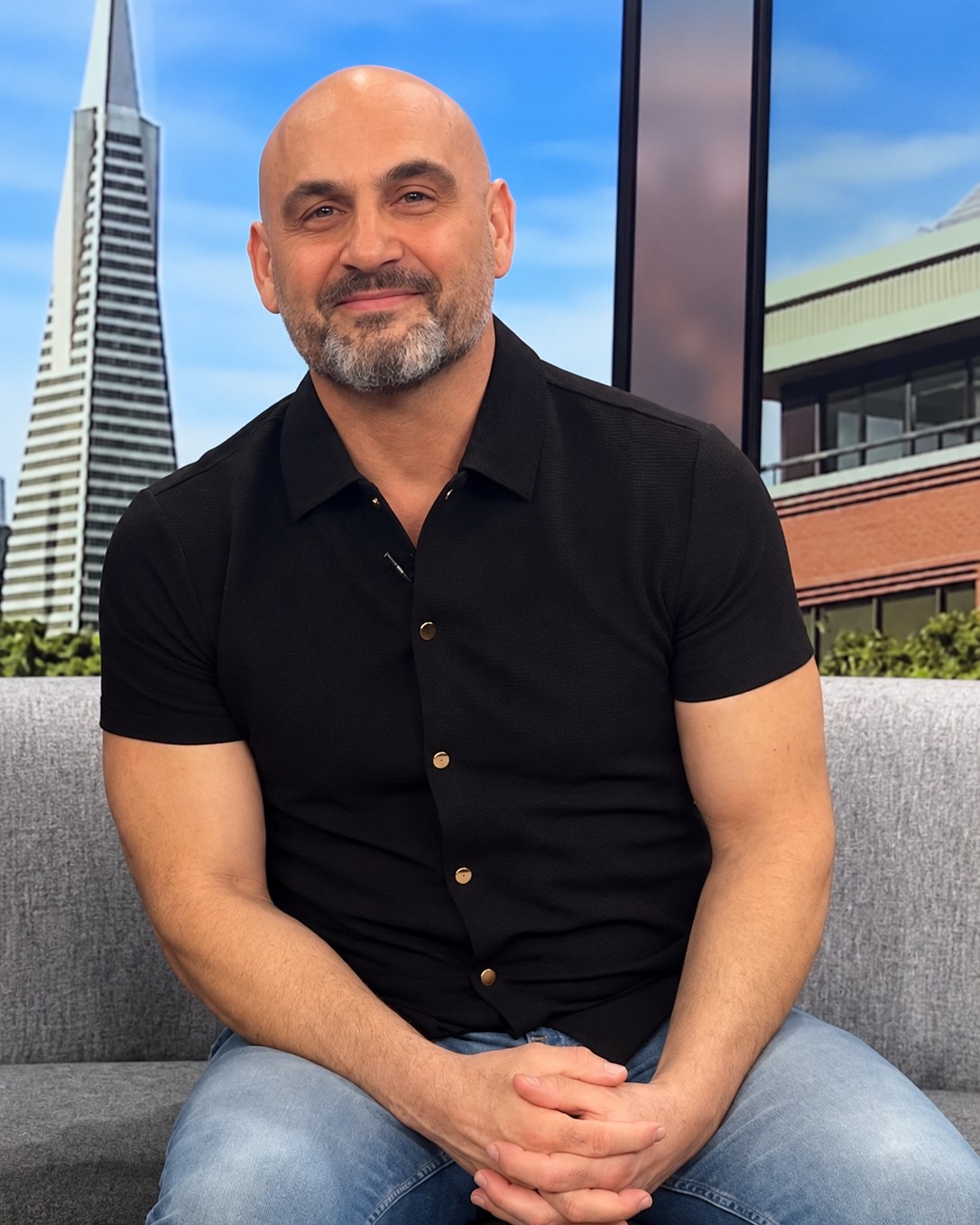 Pasquale Bolognese, M.S., seated for a television interview